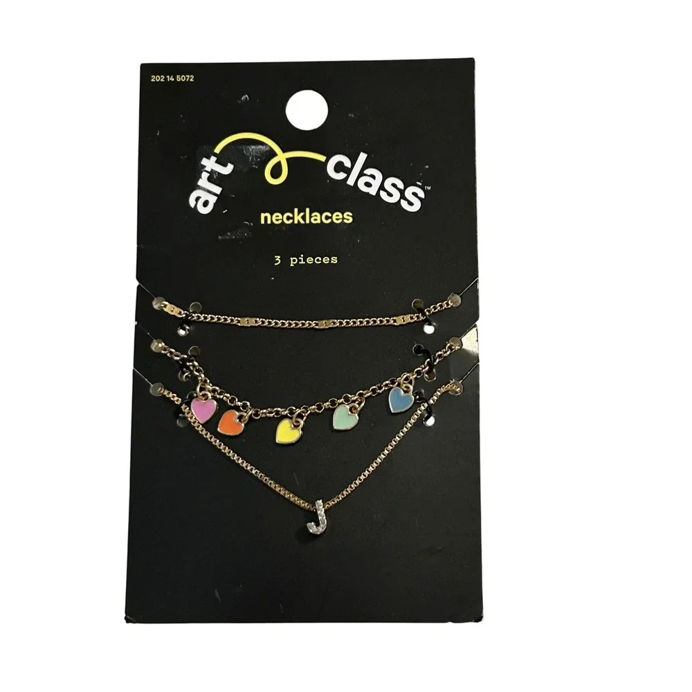 Art Class 3 Piece Gold Tone Heart Initial J Necklace Set Kids Jewelry